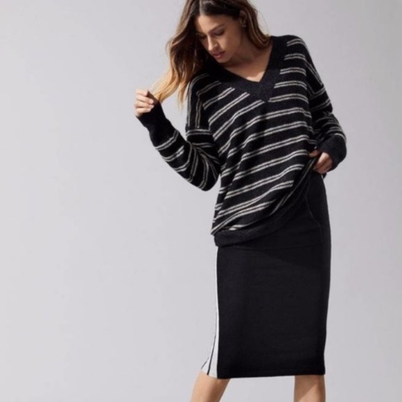 n:PHILANTHROPY black stripe dune wool sweater - Picture 2 of 9